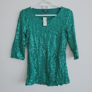 Reitmans Teal Sequin Top - XS and NWT